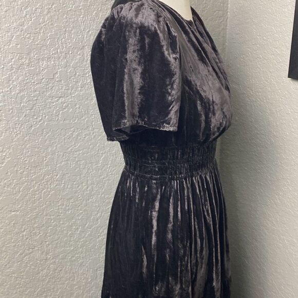 NWT Anthropologie Somerset Gray Tiered v neck velvet maxi dress XXS - Picture 8 of 14